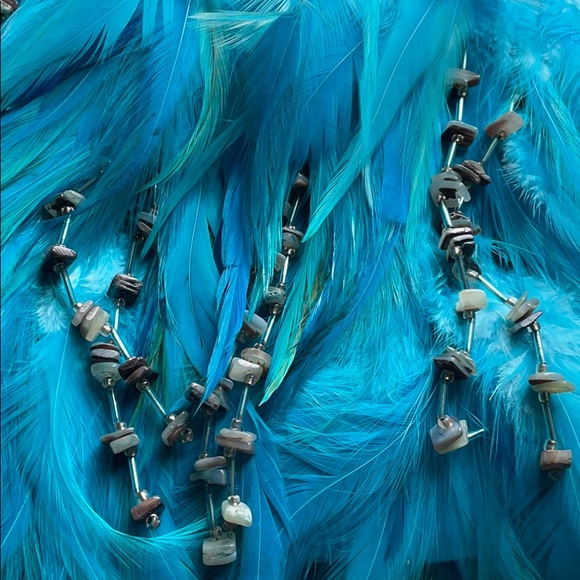 Blue coq feathers Josephine baker purse bag - Picture 14 of 17